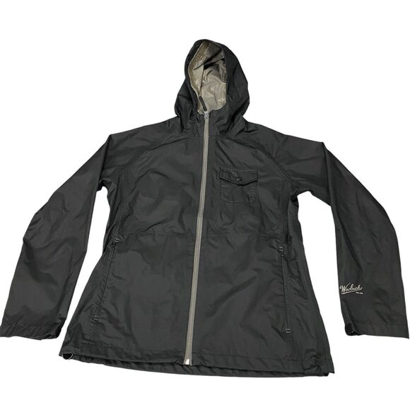 Woolrich Jacket Windbreaker Full Zip Rain Coat Hooded Women’s Small Black - Picture 1 of 16